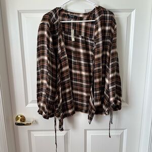 Madewell Plaid Gauze Double-Tie Wrap Top Size XL